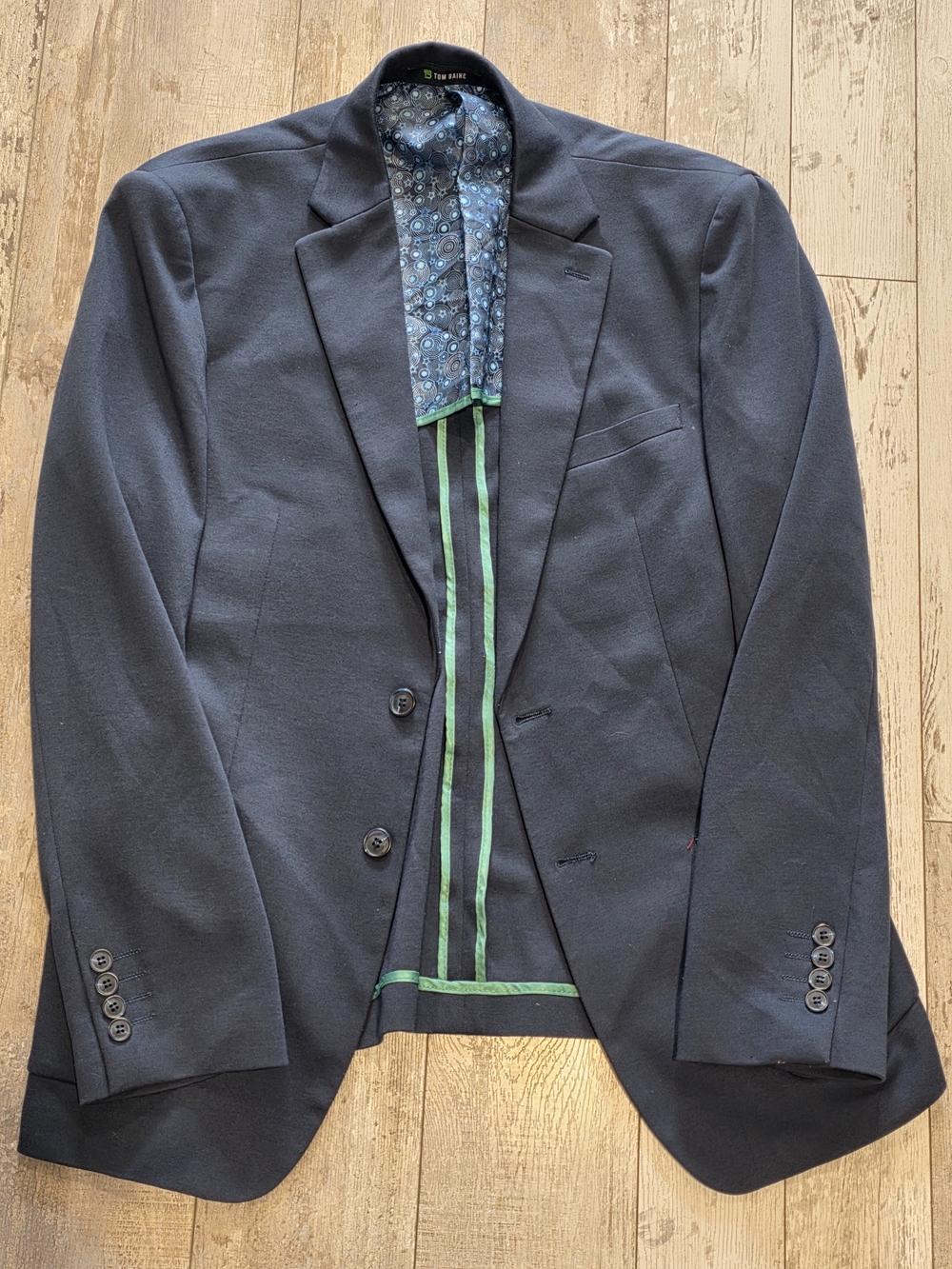 42L Men's Tom Baine Unconstructed Casual Blazer Blue Cotton Flex Sport Coat